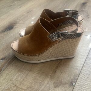 Dolce Vita Tan and Snake Print Wedges